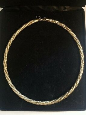 Sterling Silver Gold Overlay Chunky Necklace 16"